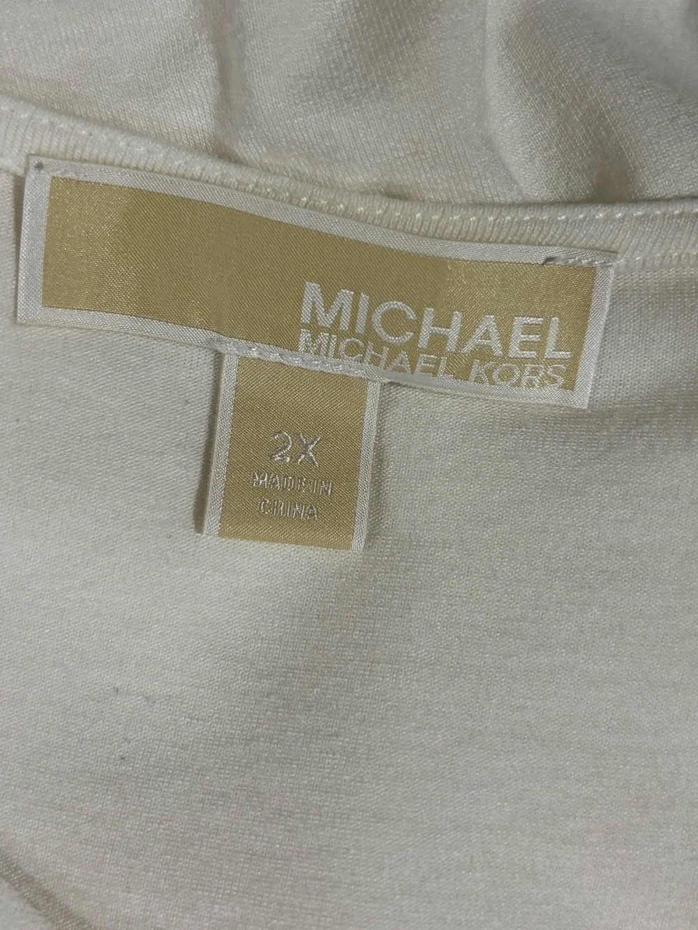 Michael Michael Kors Plus Size White V-Neck Layered Top